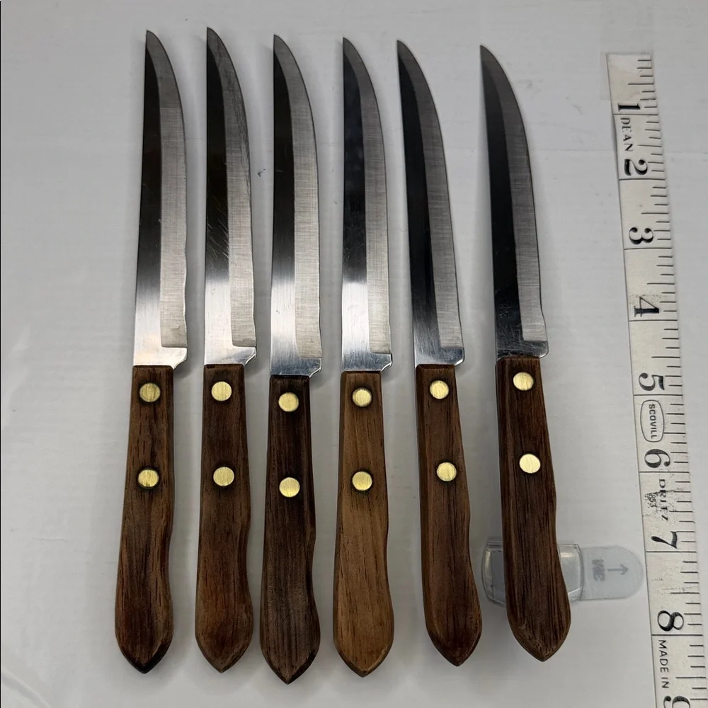 Vintage Wooden Handle Stainless Steel Knife Set